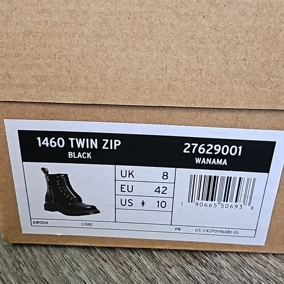 Dr. Martens Air Wair 1460 BLACK WANAMA TWIN ZIP 8 EYE BOOT - Picture 7 of 12
